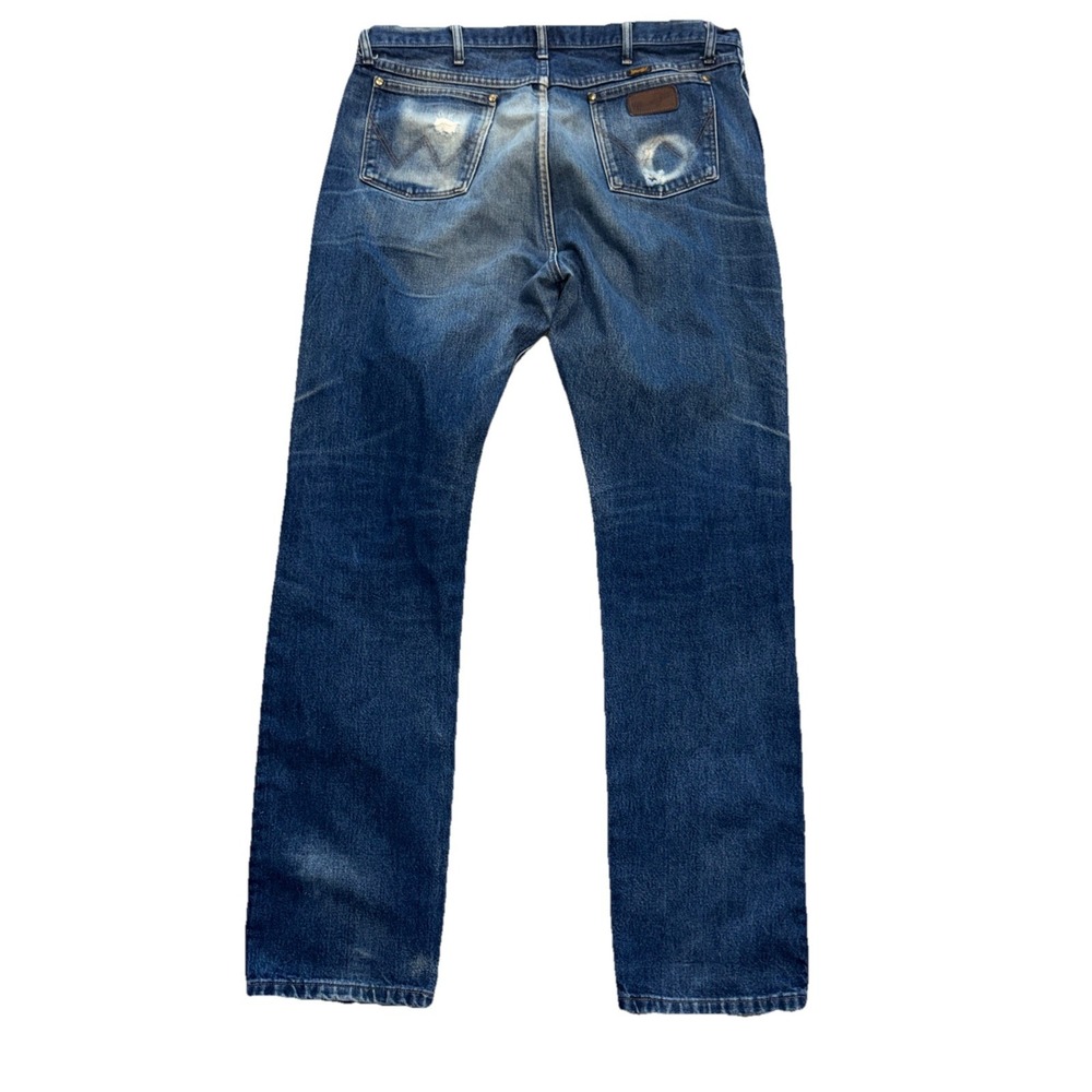 Wrangler Jeans Men's 40X36 Blue Denim Cowboy Cut Rodeo Distressed 47MWZPW - Picture 2 of 13